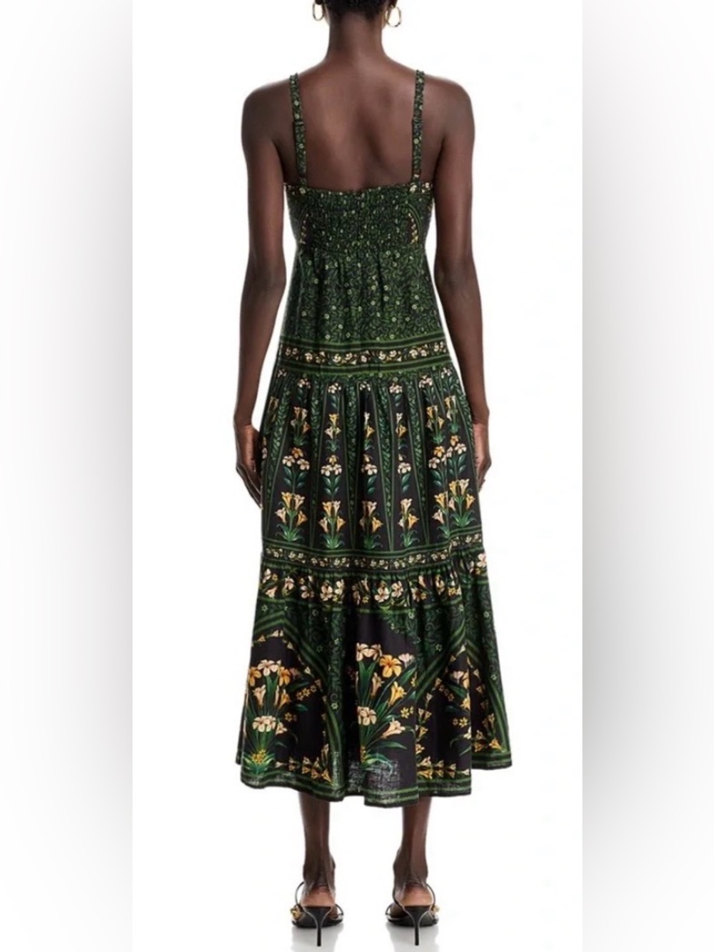 NWT FARM Rio Flowers Arch Black, Green, and Yellow Maxi Dress with Beaded Straps - Picture 2 of 3